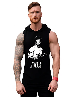 Polera Capucha Musculosa Gym Rocky Boxeo Algodón Grafimax