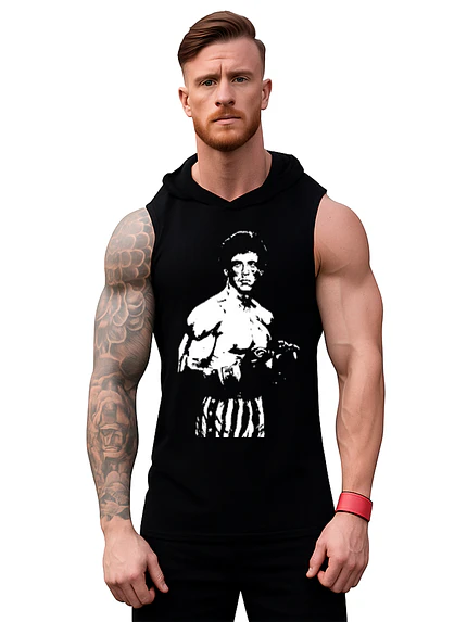 Polera Capucha Musculosa Gym Rocky Boxeo Algodón Grafimax 1