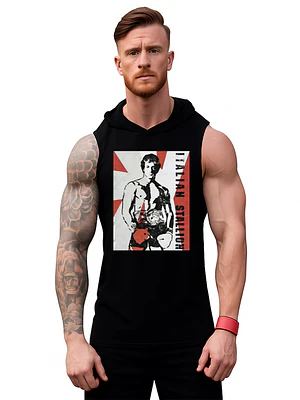 Polera Musculosa Capucha Rocky Balboa Negra Poster Grafimax