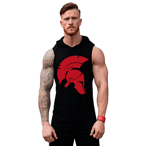 Polera Capucha Musculosa Gym Casco Esparta Algodón Grafimax