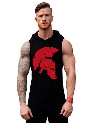 Polera Capucha Musculosa Gym Casco Esparta Algodón Grafimax