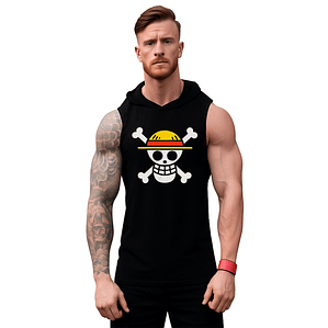 Polera Musculosa Capucha Luffy One Piece Calavera Anime