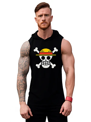 Polera Musculosa Capucha Luffy One Piece Calavera Anime