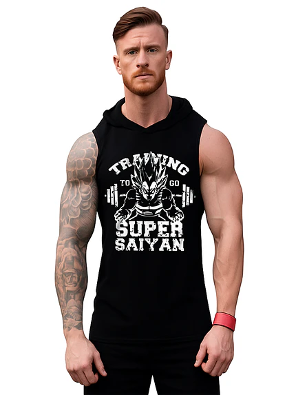 Polera Capucha Musculosa Vegeta Super Saiyan Gym Grafimax 1