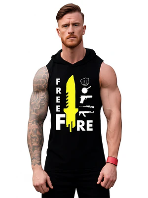 Polera Musculosa Capucha Free Fire Video Juego Grafimax