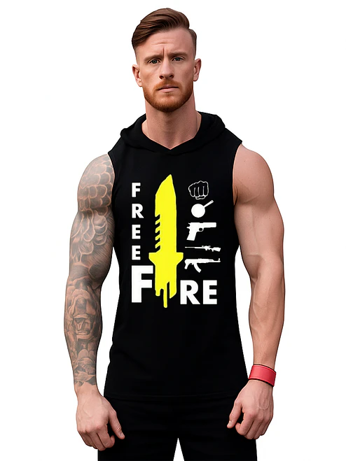 Polera Musculosa Capucha Free Fire Video Juego Grafimax 1