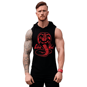 Polera Cobra Kai Red Rojo Musculosa Capucha Gym Grafimax