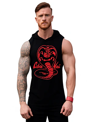 Polera Cobra Kai Red Rojo Musculosa Capucha Gym Grafimax