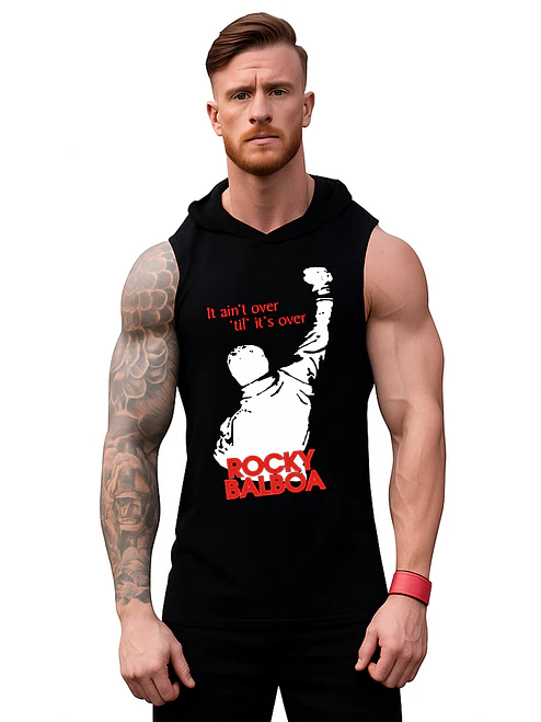 Polera Capucha Musculosa Gym Rocky It Aint Over Grafimax 1