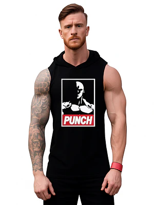 Polera Musculosa Capucha One Puch Man Sudadera Gym Anime Grafimax