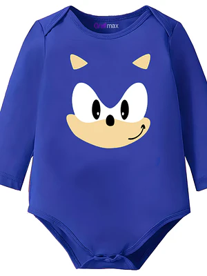 Body Bebé Pilucho Azul Sonic Videojuegos Algodón - Grafimax