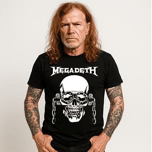 Polera Megadeth White Skull Logo Rock - Grafimax