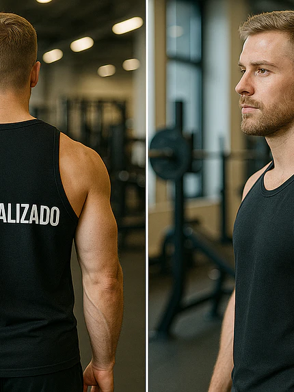 Polera Musculosa Sin Mangas Personalizada Negra 100% Algodón - Grafimax 2