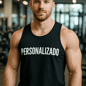 Polera Musculosa Sin Mangas Personalizada Negra 100% Algodón - Grafimax