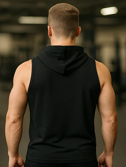Polera Musculosa con Capucha Personalizada Negra 100% Algodón - Grafimax 2