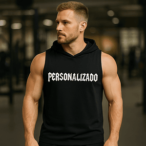 Polera Musculosa con Capucha Personalizada Negra 100% Algodón - Grafimax