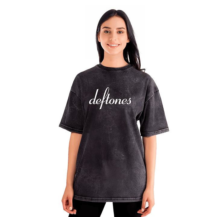 Polera Mujer Deftones Efecto Jeans Desgastada Grafimax 2