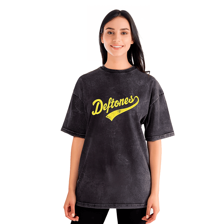 Polera Mujer Deftones Efecto Jeans Desgastada Grafimax 1