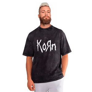 Polera Korn Banda Efecto Jeans Desgastados Grafimax