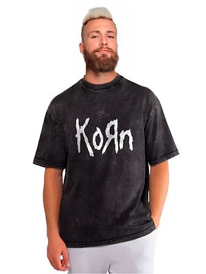 Polera Korn Banda Efecto Jeans Desgastados Grafimax
