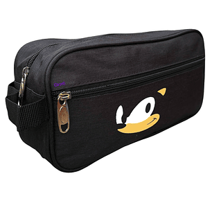 Estuche Sonic Face Negro Escolar Colegio Grafimax