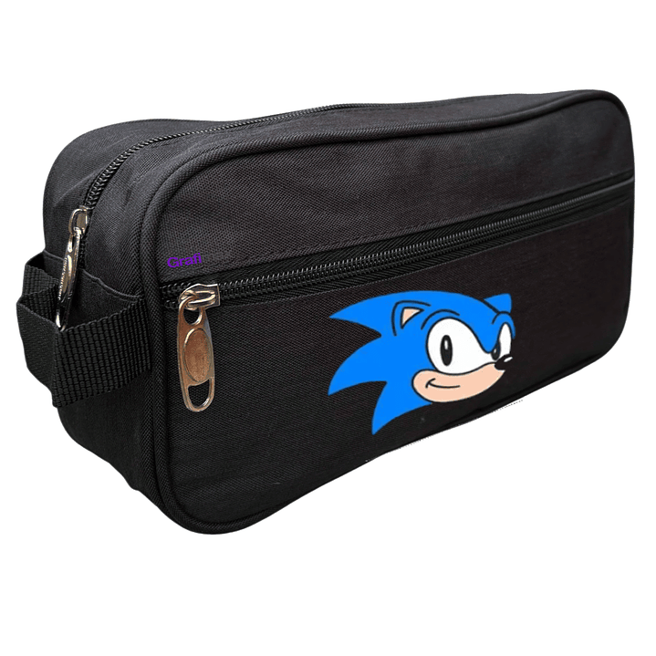 Estuche Sonic Thumb Up Sega Negro Escolar Colegio Grafimax 1