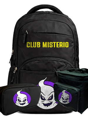 Pack Mochila Lonchera estuche Club Misterio 30l Calidad Urbana Grafimax -