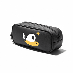 Estuche Sonic Face Negro Escolar Colegio Grafimax