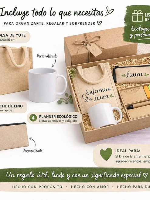 Pack Eco Personalizado Grafimax Día de Madre - Dia especiales - Regalo Corporativo Bolsa Tazon Cajita Planner 1