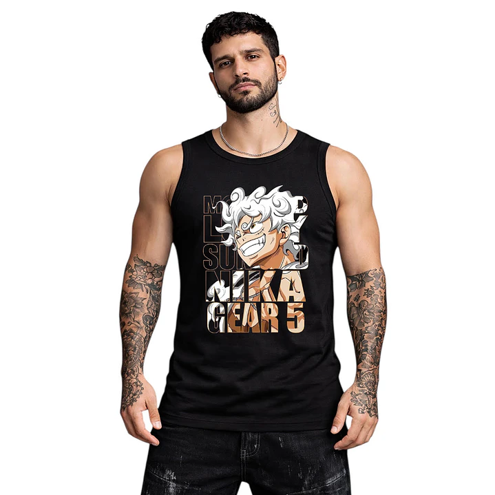Polera Sin Mangas Luffy Nika Gear 5 Anime Dtf Grafimax 1