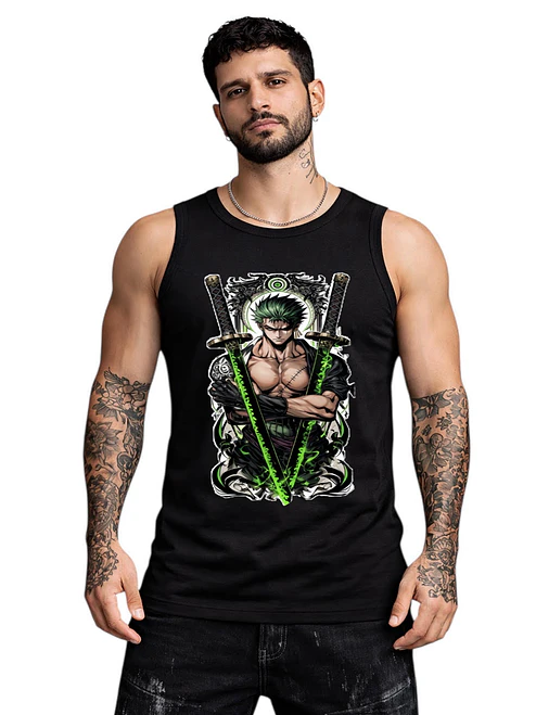Polera Sin Mangas Zoro One Piece Espadas Anime Dtf Grafimax 2