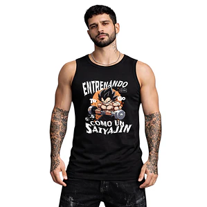 Polera Sin Mangas Entrenando Como Saiyajin Dbz Dtf Grafimax