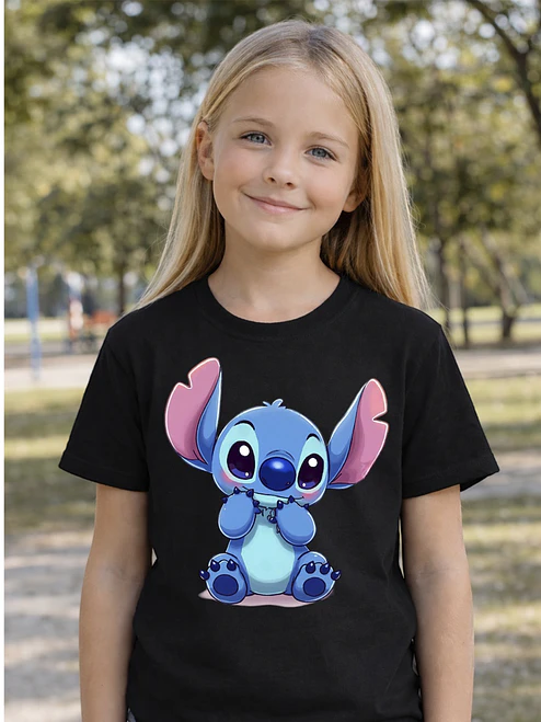 Polera Niña Stitch Chibi Cute Niñas Algodón Grafimax 1