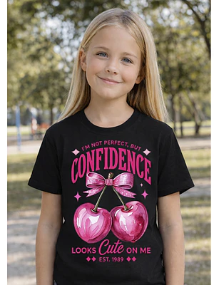 Polera Niña Guinda Coquette Cute Niñas Algodón Grafimax