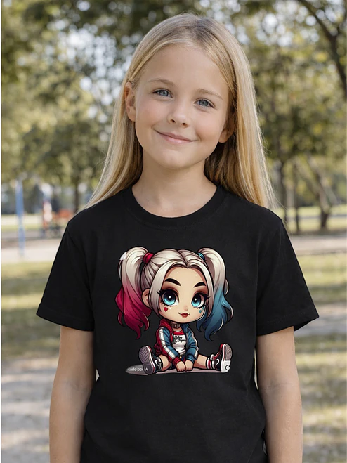 Polera Niña Harley Quinn Niñas Algodón Grafimax 1