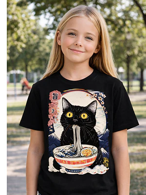 Polera Niña Gato Ramen Niñas Algodón Grafimax