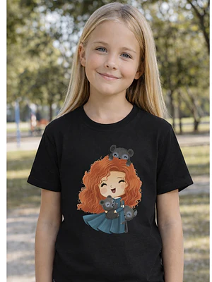 Polera Niña Princesa Merida Ositos Niñas Algodón Grafimax