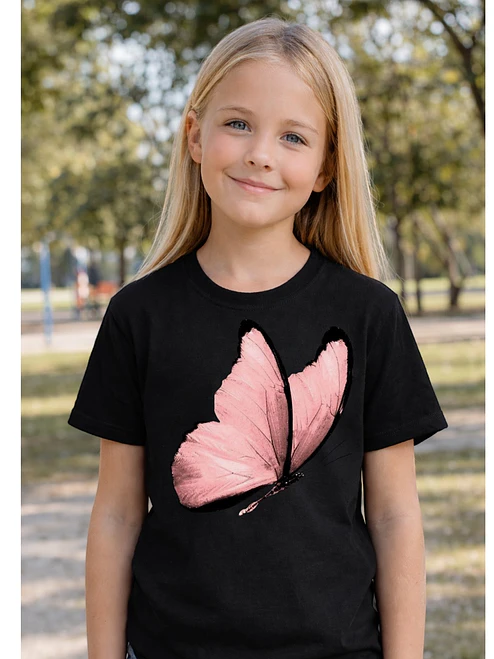 Polera Niña Mariposa Rosa Diseños Niñas Algodón Grafimax 2