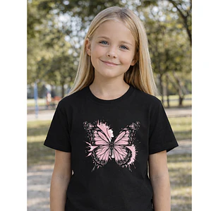 Polera Niña Mariposa Rosa Diseños Niñas Algodón Grafimax