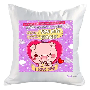 Cojín Blanco Felpa Cerdito Te Amo 40x40 Grafimax