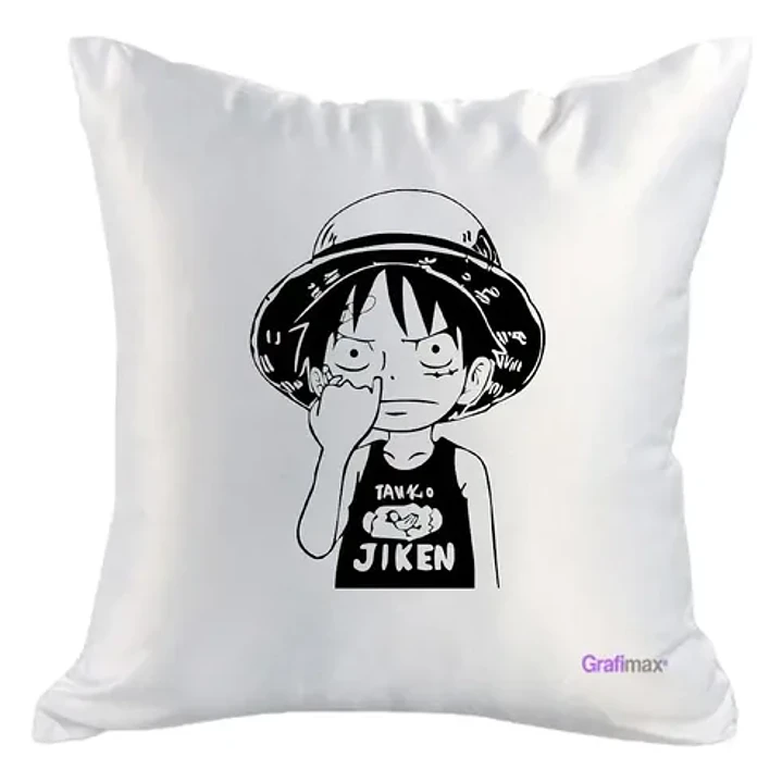 Cojín Blanco Felpa One Piece Luffy Moco 40x40 Grafimax 1
