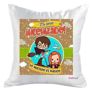 Cojín Blanco Felpa Me Tienes Hechizado 40x40 Grafimax