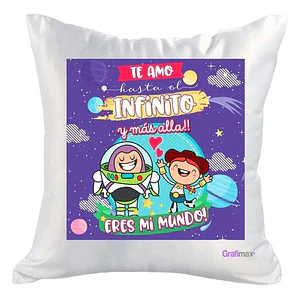 Cojín Blanco Felpa Te Amo Hasta El Infinito 40x40 Grafimax