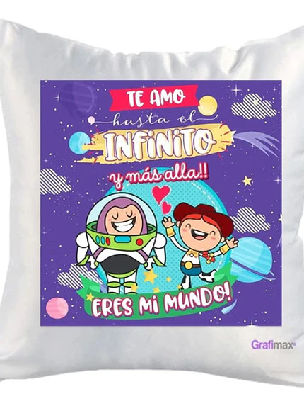Cojín Blanco Felpa Te Amo Hasta El Infinito 40x40 Grafimax 1