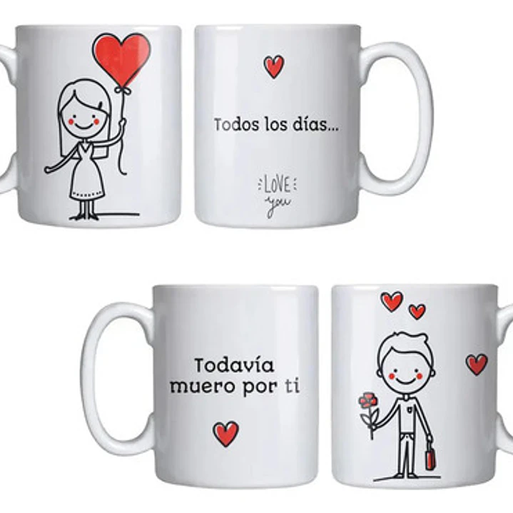 Pack Tazones Amor Frases Todavía Muero Por Ti Grafimax 1