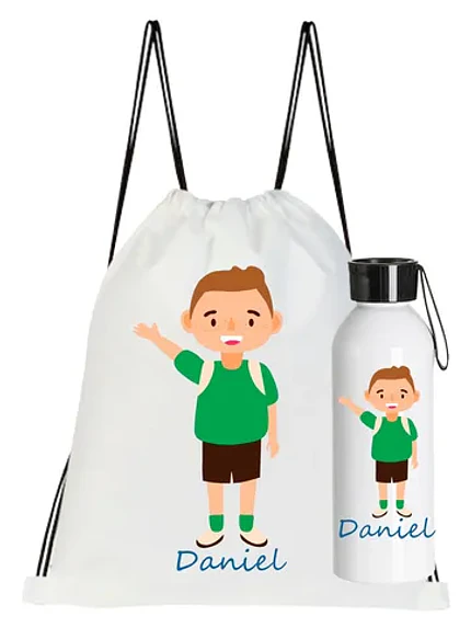 Morral Mochila Bolsa Niño Botella Regalo Personalizado Gfmx 2