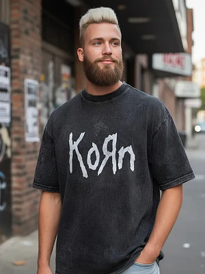 Polera Korn Metal Efecto Jeans Desgastada Grafimax