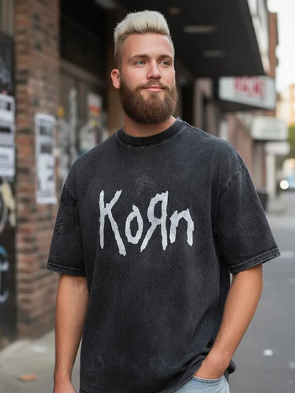 Polera Korn Metal Efecto Jeans Desgastada Grafimax 1