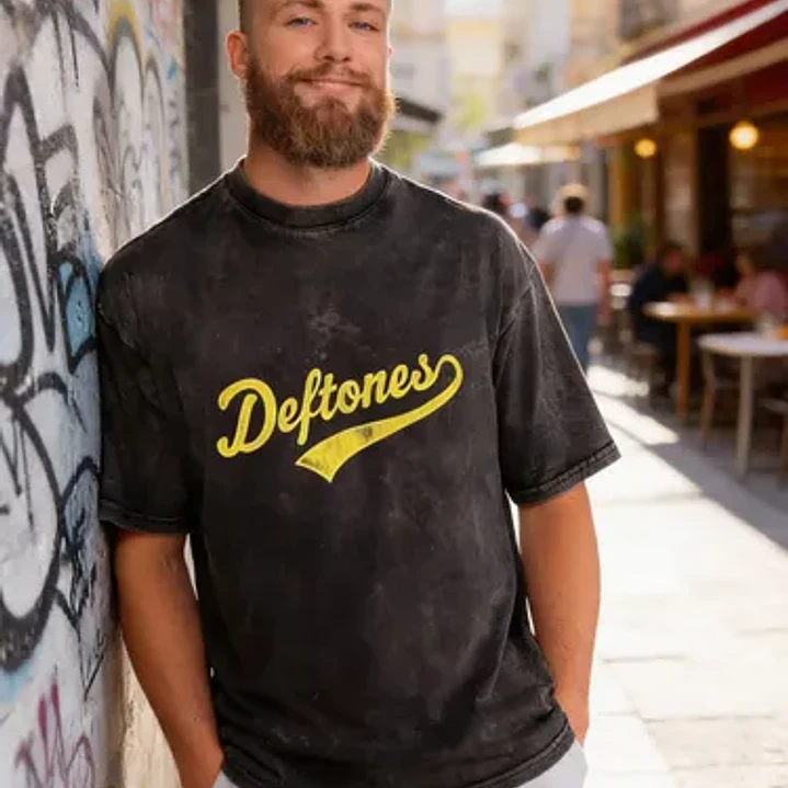 Polera Deftones Metal Efecto Jeans Desgastada Grafimax 1