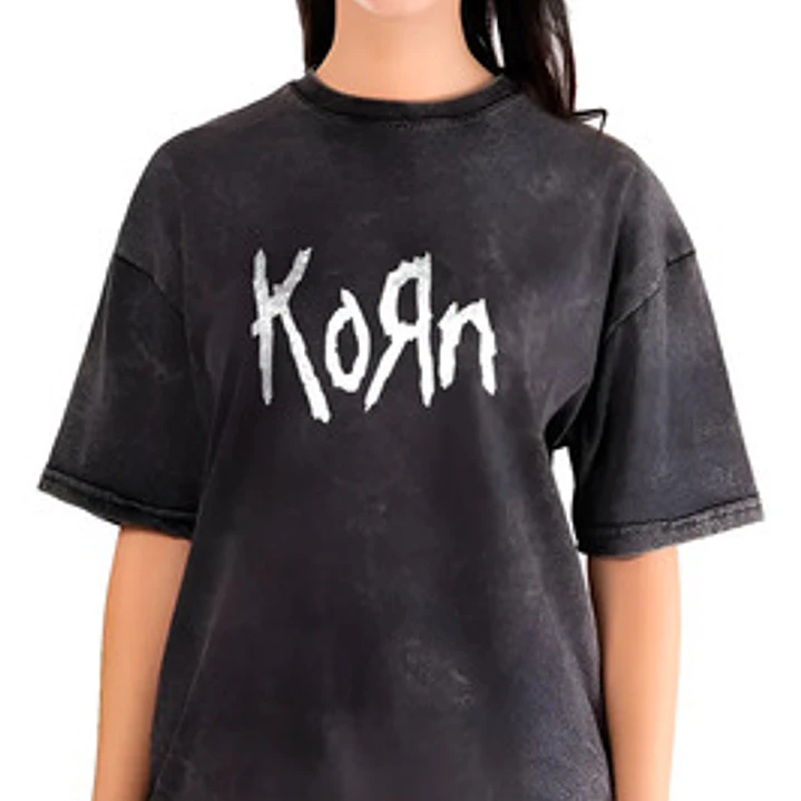 Polera Mujer Korn Efecto Jeans Desgastada Grafimax 1